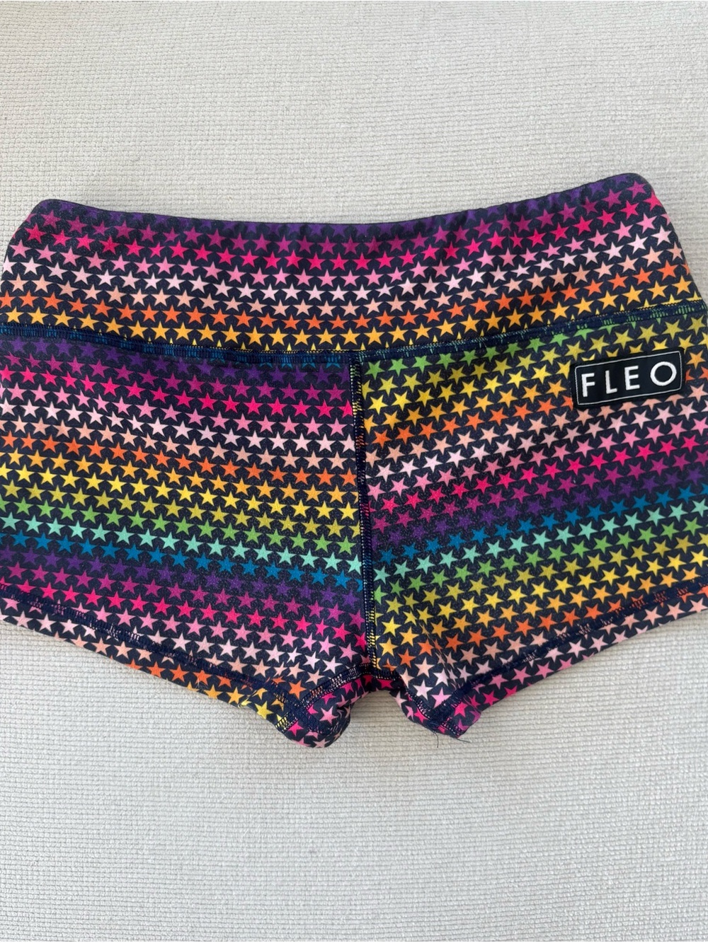 FLEO Women's Sherbert Mini Rainbow Shorts - High Waist 2.5”